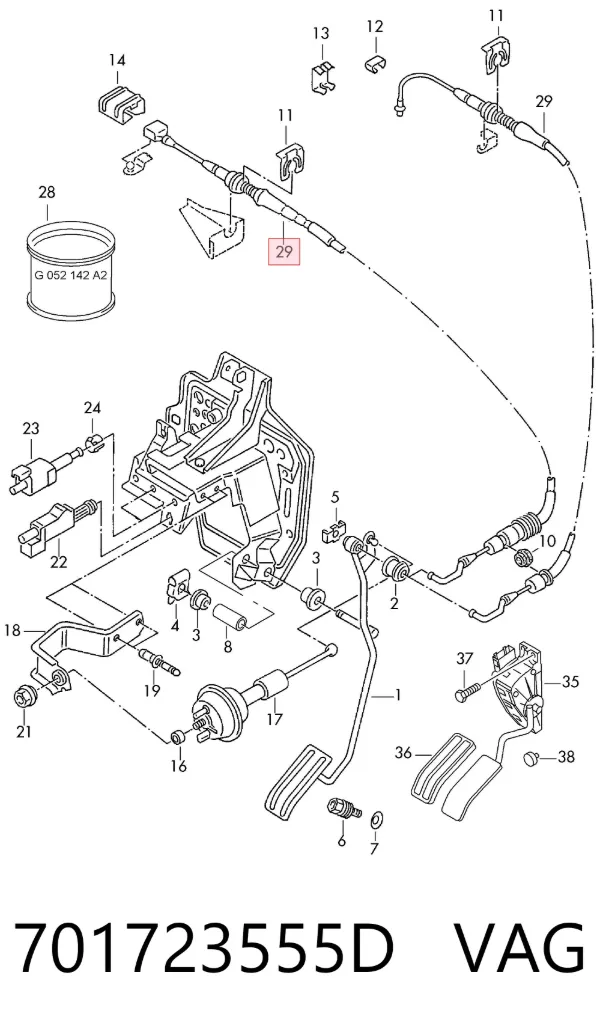 Трос газа 701723555D VAG