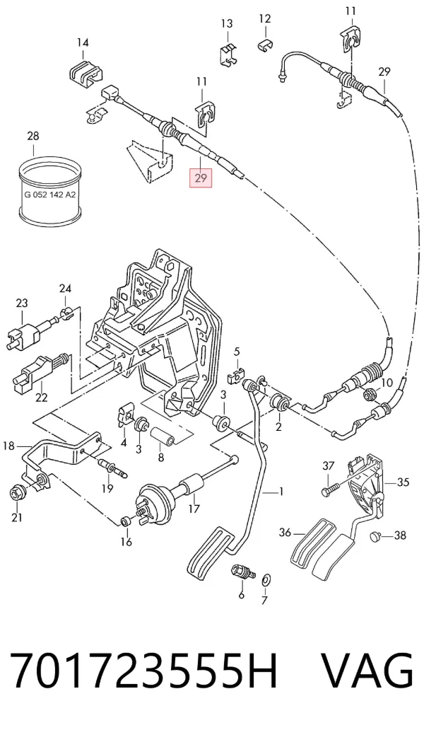 Трос газа 701723555H VAG