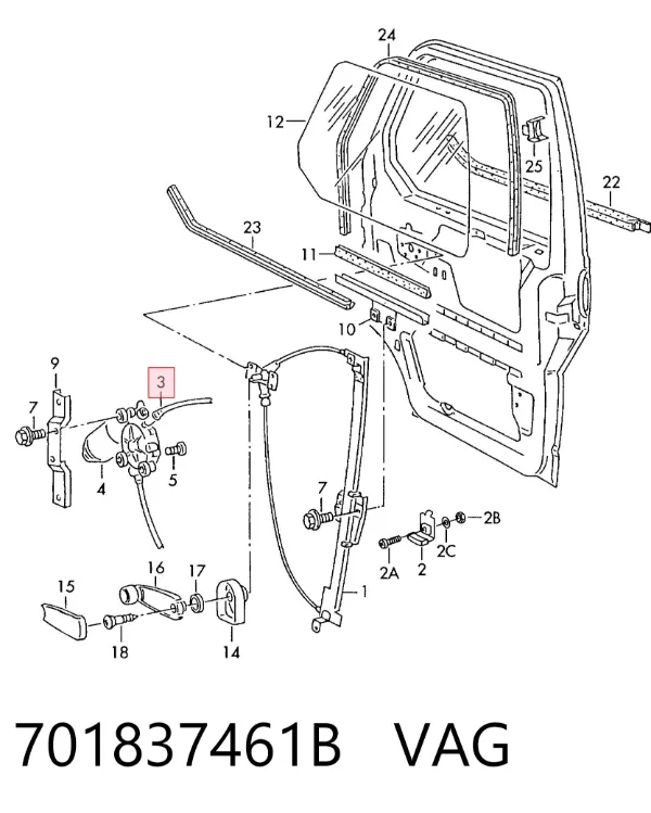 Стеклоподъемник передней левой двери 701837461B VAG