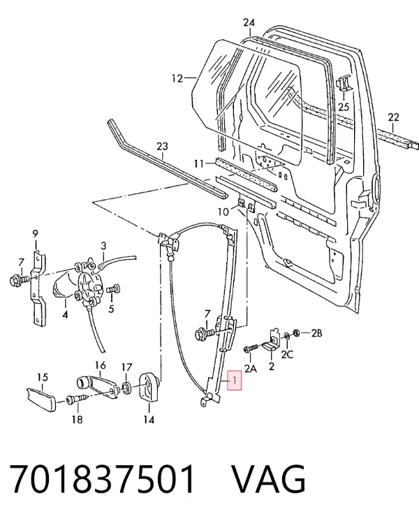Стеклоподъемник передней левой двери 701837501 VAG