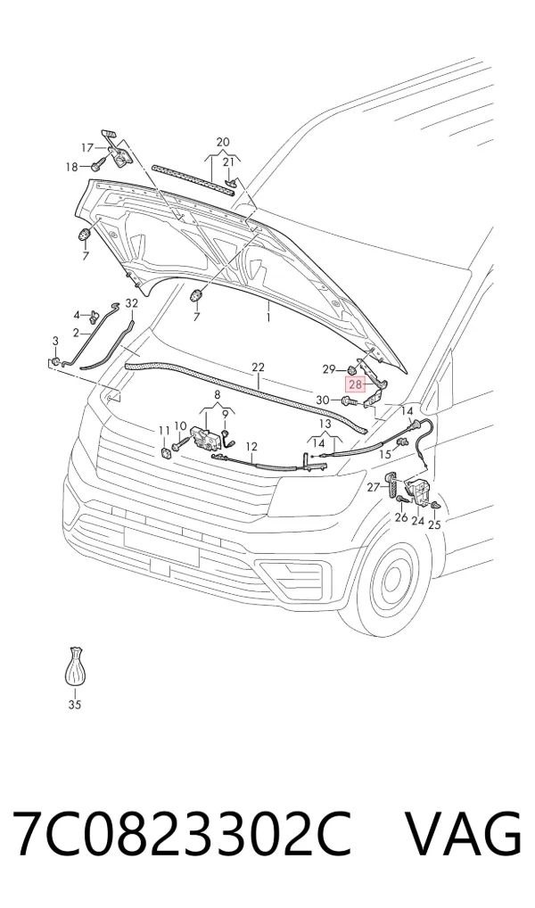 Петля капота правая 7C0823302C VAG