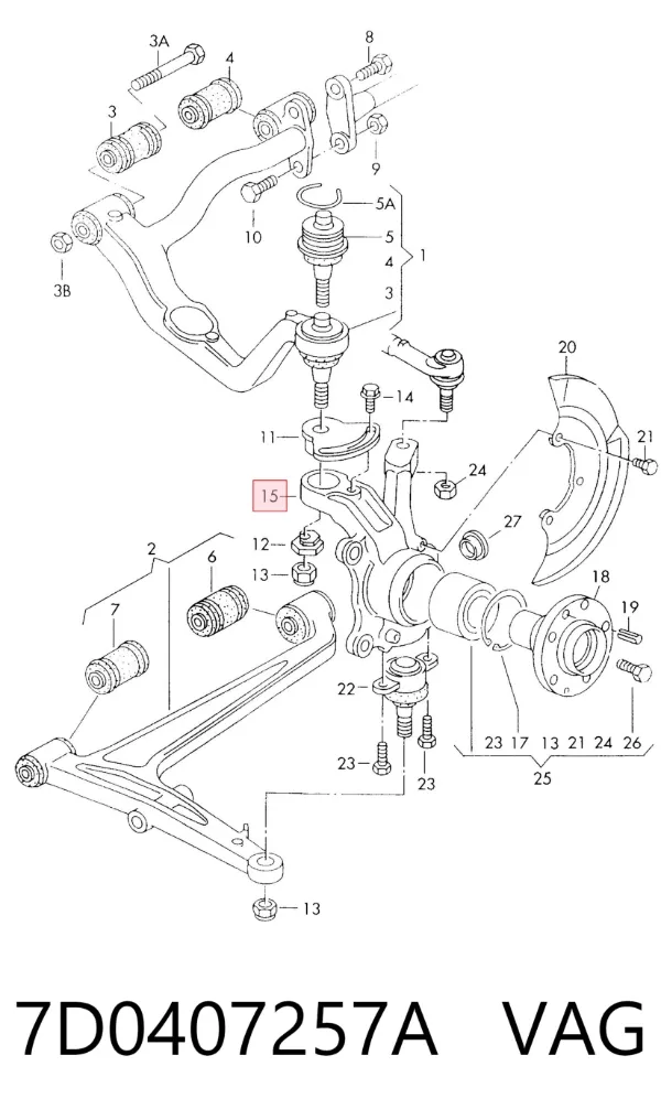 Цапфа передняя левая 7D0407257A VAG