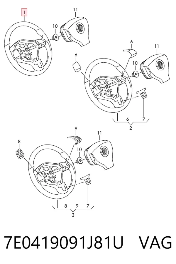 Руль 7E0419091J81U VAG
