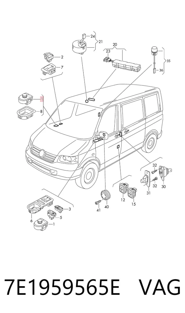 Регулятор зеркал 7E1959565E VAG