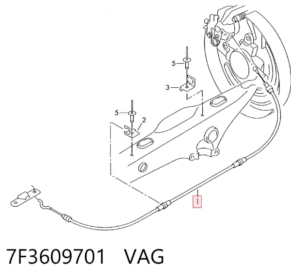 Задний трос ручника 7F3609701 VAG