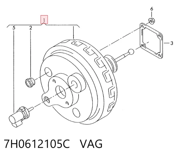 Усилитель тормозов 7H0612105C VAG