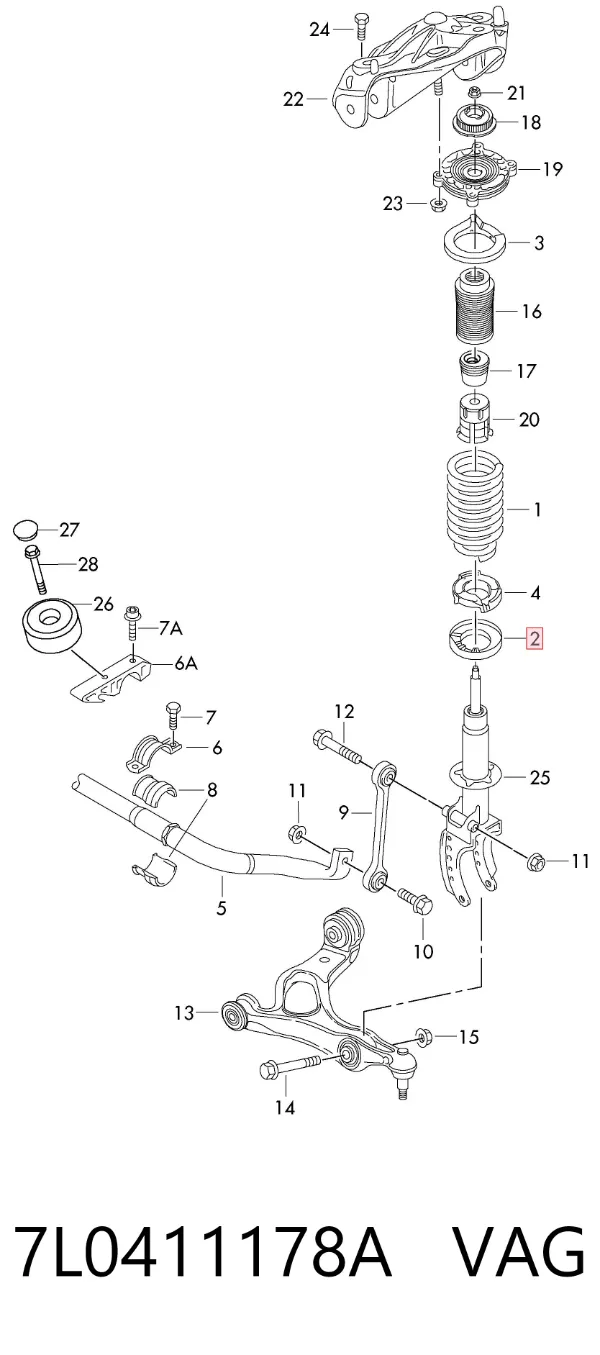 Проставка передней нижней пружины 7L0411178A VAG