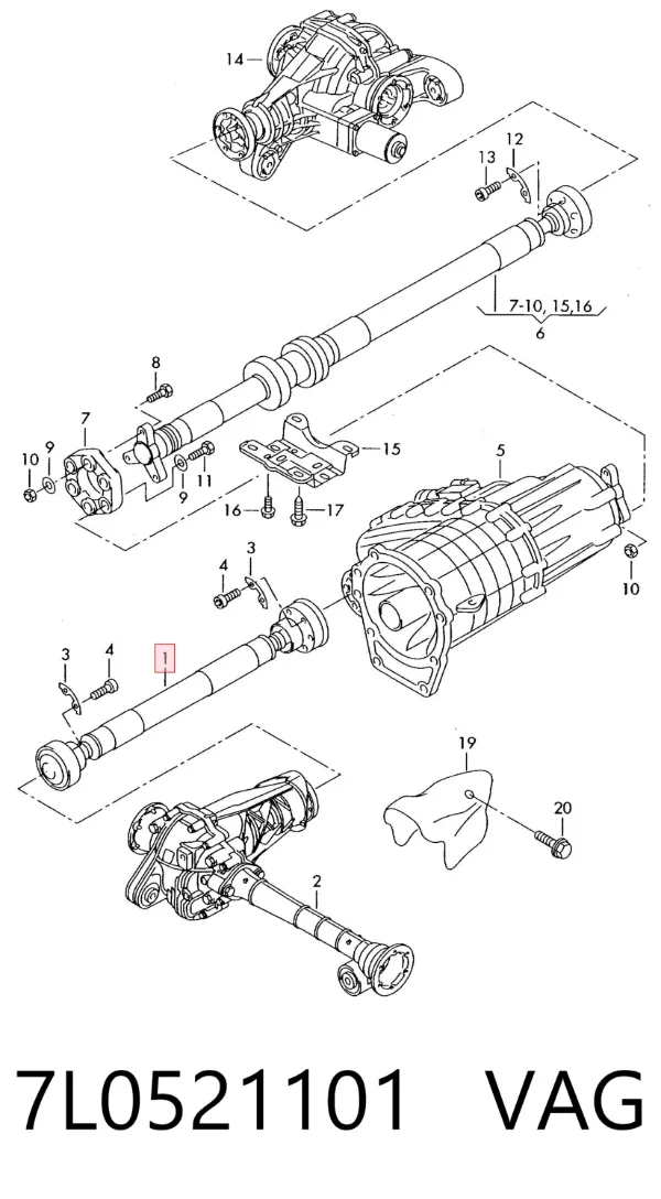 Кардан передний 7L0521101 VAG