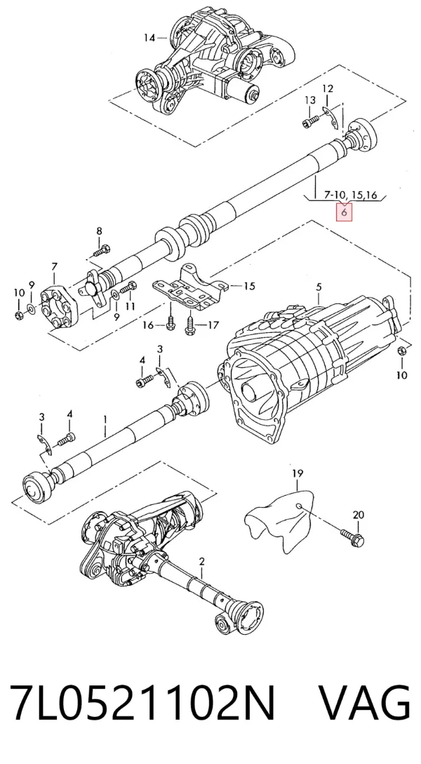 Кардан задний 7L0521102N VAG