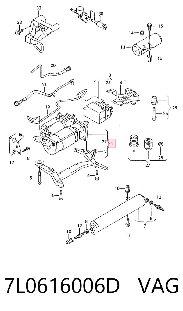 Компрессор пневмоподкачки (амортизаторов) 7L0616006D VAG