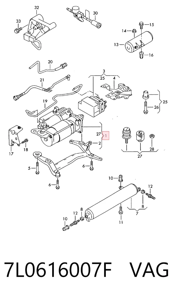 Компрессор пневмоподкачки (амортизаторов) 7L0616007F VAG