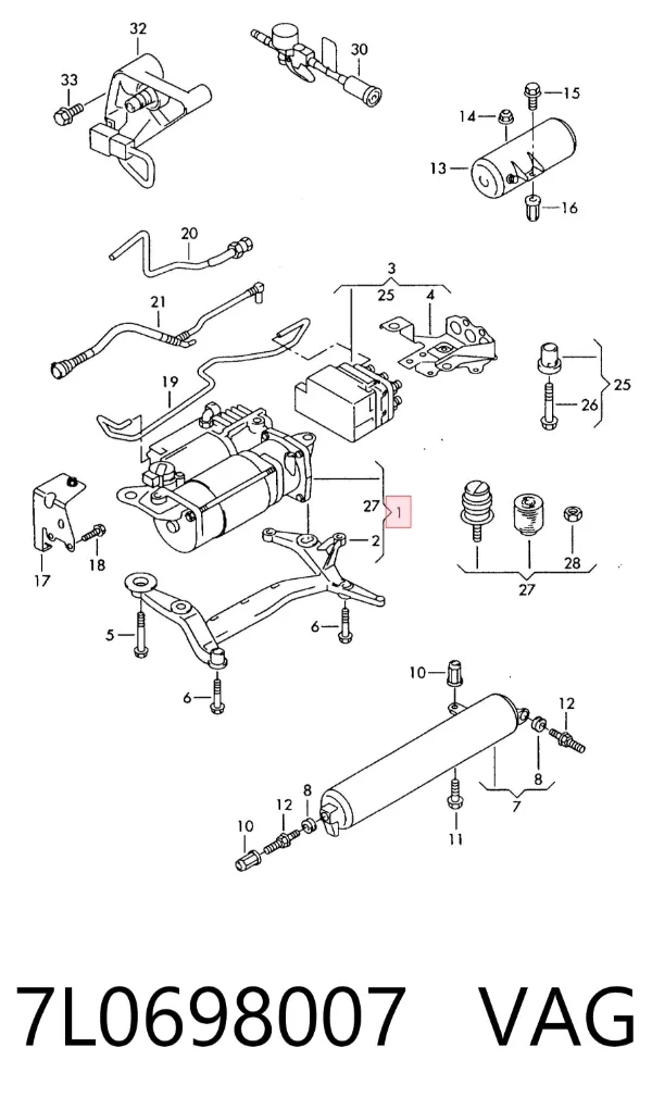 Компрессор пневмоподкачки (амортизаторов) 7L0698007 VAG