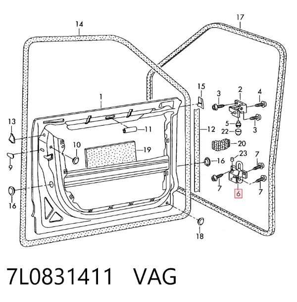 Петля двери передней левой 7L0831411 VAG