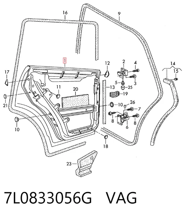 Дверь задняя правая 7L0833056G VAG