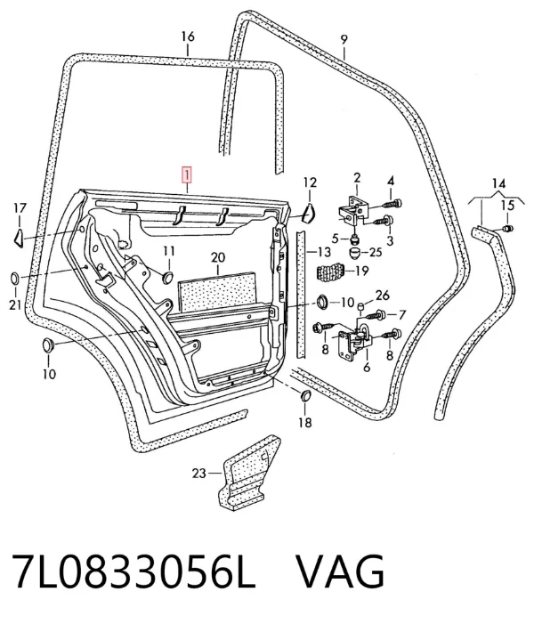 Дверь задняя правая 7L0833056L VAG