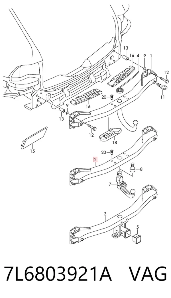 Траверса фаркопа 7L6803921A VAG