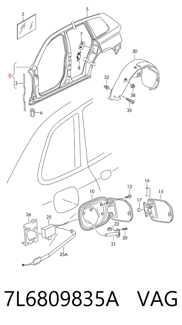 Проем передней левой двери 7L6809835A VAG