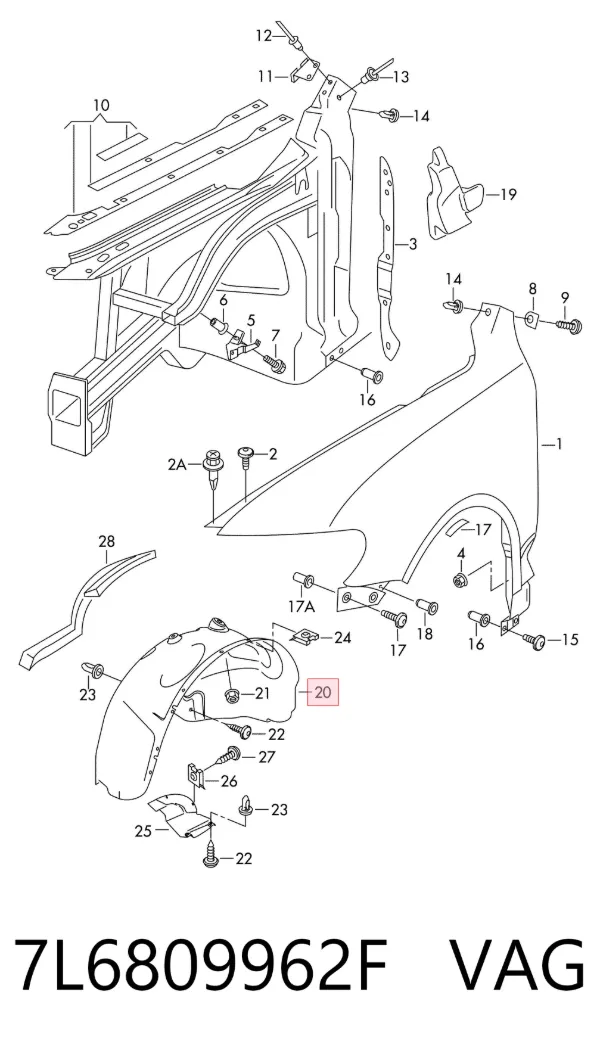 Подкрылок передний правый 7L6809962F VAG