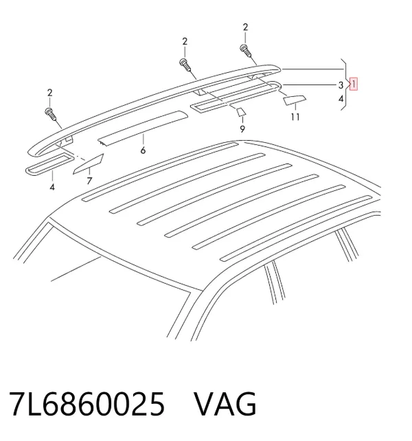 Рейлинг крыши левый 7L6860025 VAG