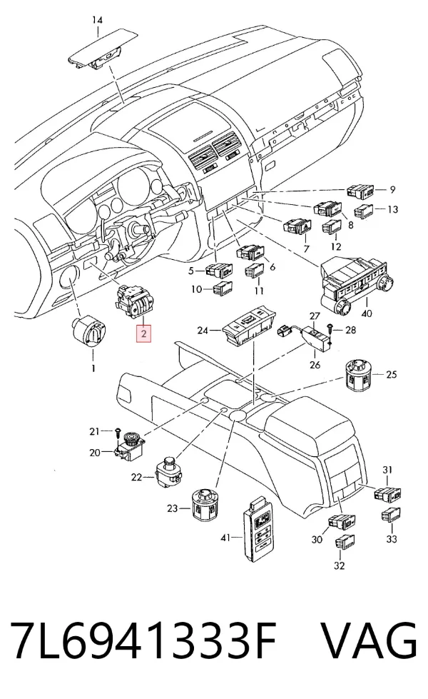 Кнопка (регулятор) корректора фар 7L6941333F VAG