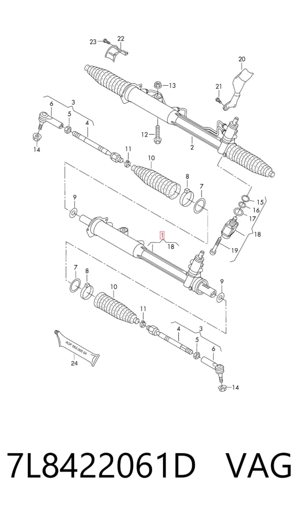 Рулевая рейка 7L8422061D VAG