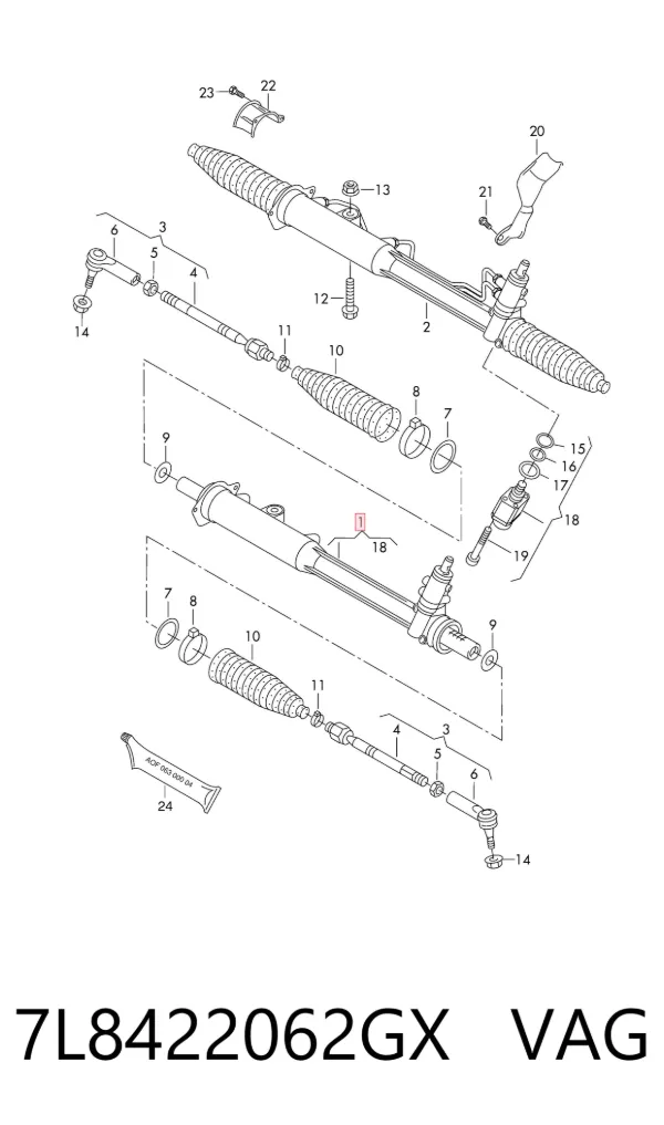Рулевая рейка 7L8422062GX VAG