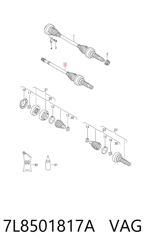 Задняя полуось 7L8501817A VAG