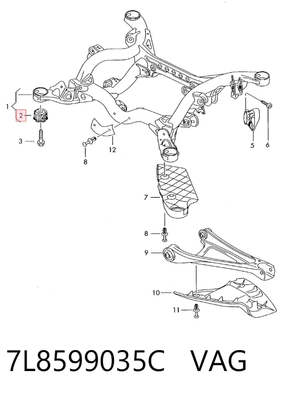 Сайлентблок задней балки 7L8599035C VAG