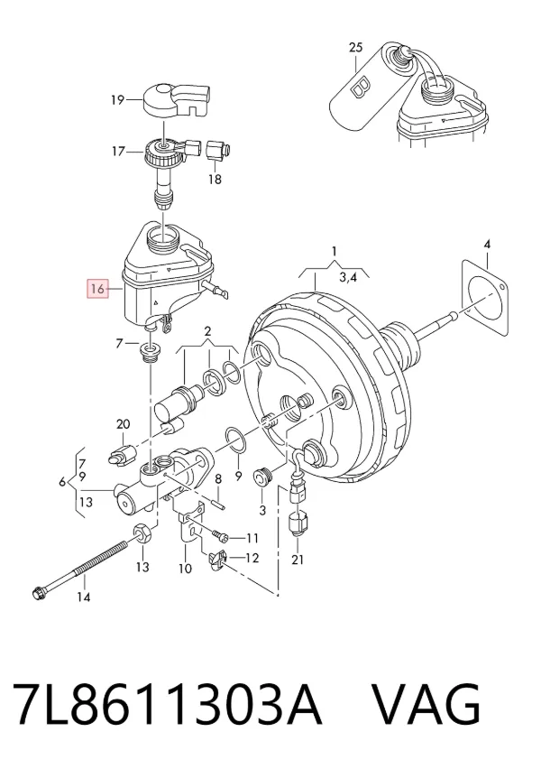 Бачок тормозной 7L8611303A VAG