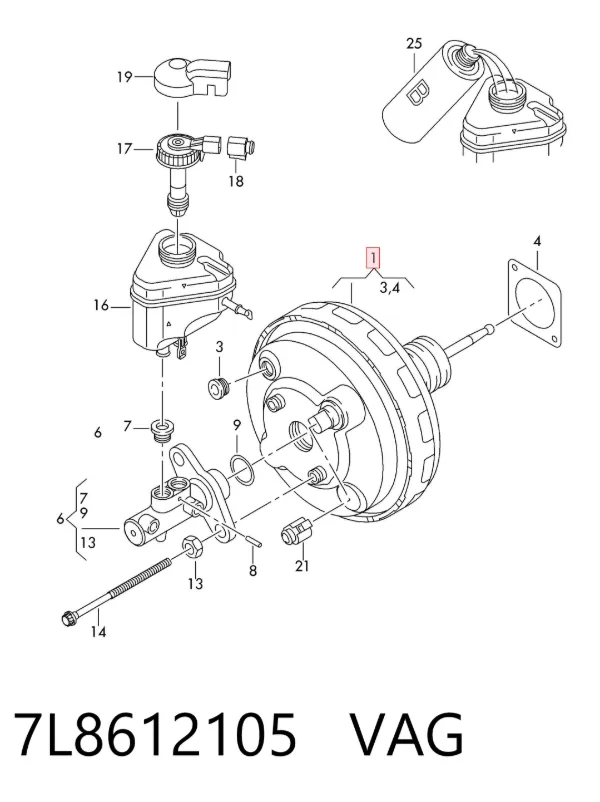 Усилитель тормозов 7L8612105 VAG