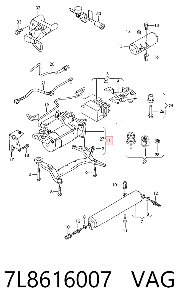 Компрессор пневмоподкачки (амортизаторов) 7L8616007 VAG