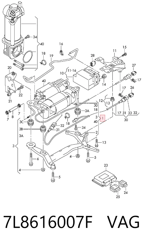 Компрессор пневмоподкачки (амортизаторов) 7L8616007F VAG