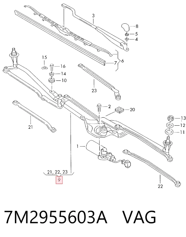 Трапеция дворников 7M2955603A VAG