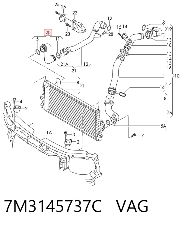 Патрубок интеркулера 7M3145737C VAG