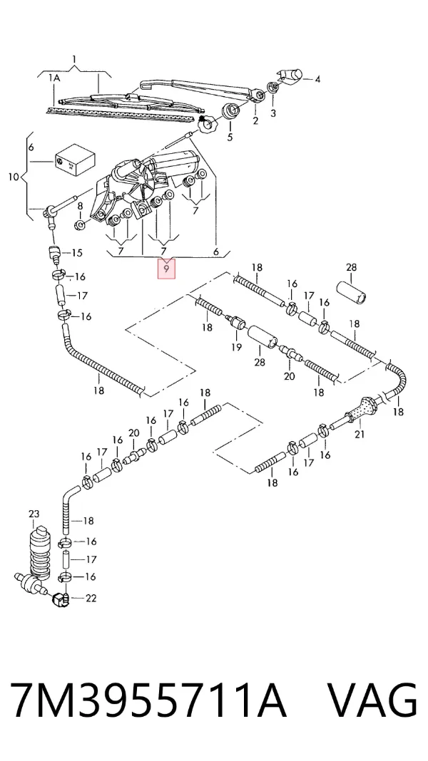 Моторчик заднего дворника 7M3955711A VAG