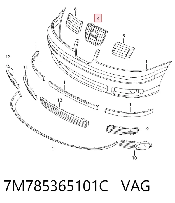 Эмблема решетки радиатора 7M785365101C VAG
