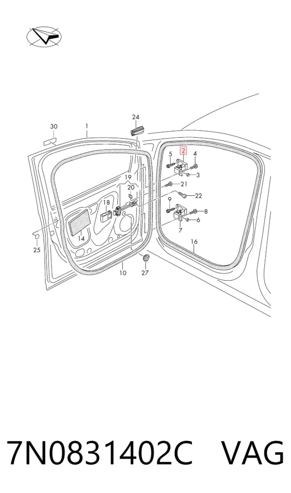 Петля двери передней правой 7N0831402C VAG