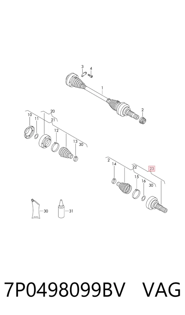 ШРУС наружный передний 7P0498099BV VAG