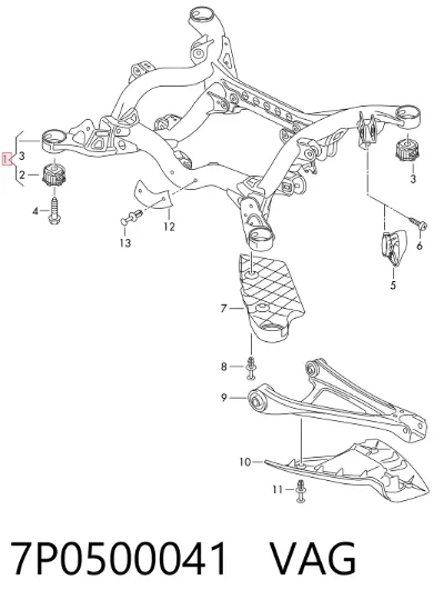 Балка задней подвески (подрамник) VAG 7P0500041
