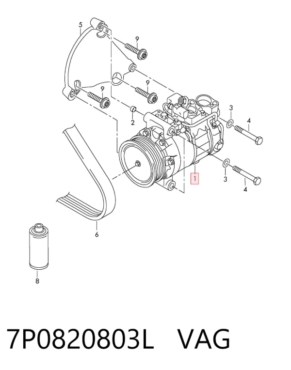 Компрессор кондиционера 7P0820803L VAG