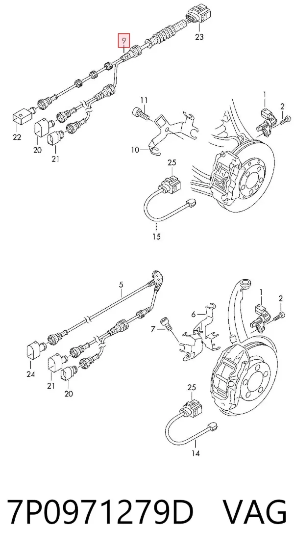 Провод датчика АБС задний 7P0971279D VAG