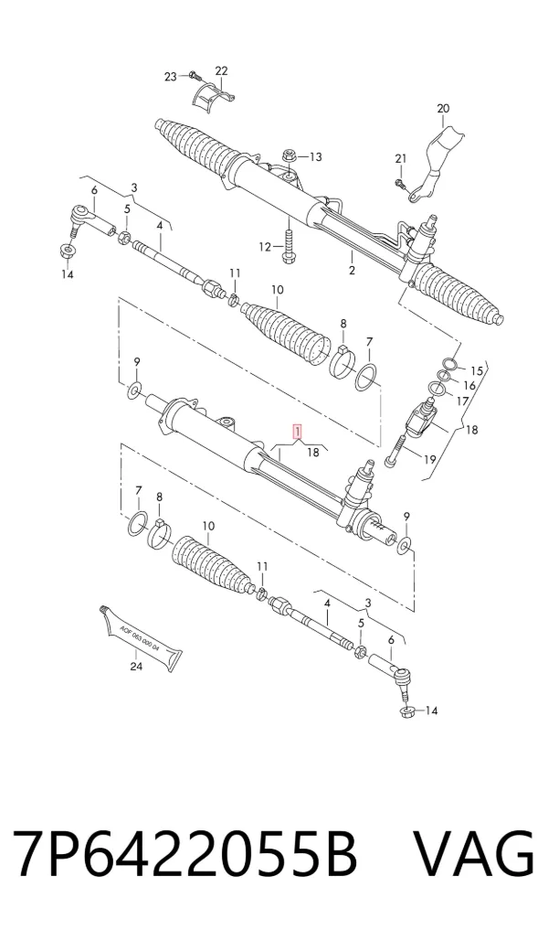 Рулевая рейка 7P6422055B VAG