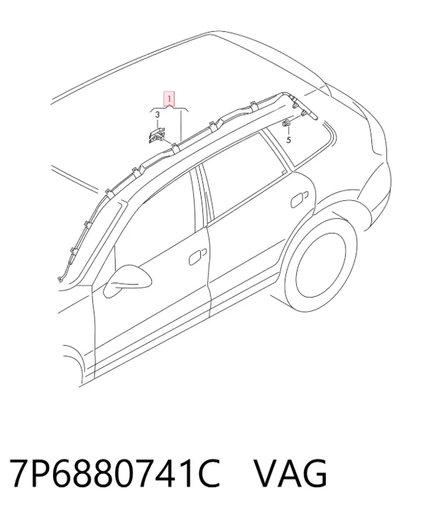Шторка боковая, левая 7P6880741C VAG