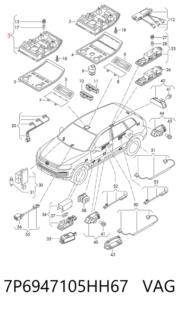 Плафон салона 7P6947105HH67 VAG