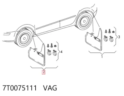 Брызговики передние, комплект VAG 7T0075111