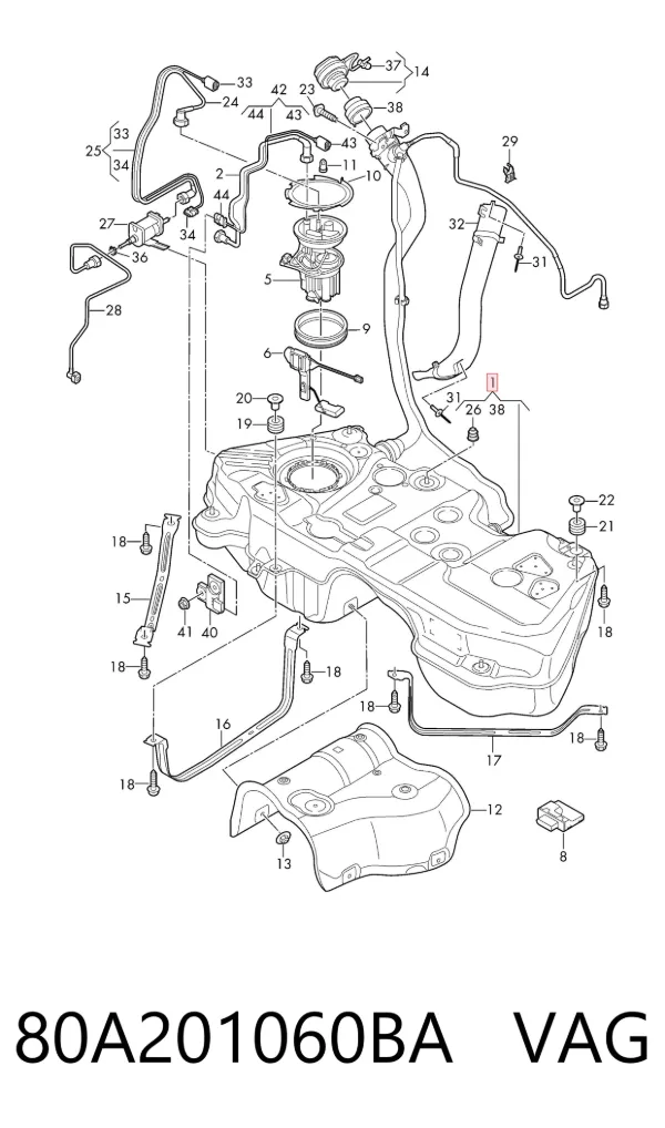Бензобак 80A201060BA VAG