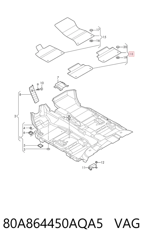 Задние коврики 80A864450AQA5 VAG