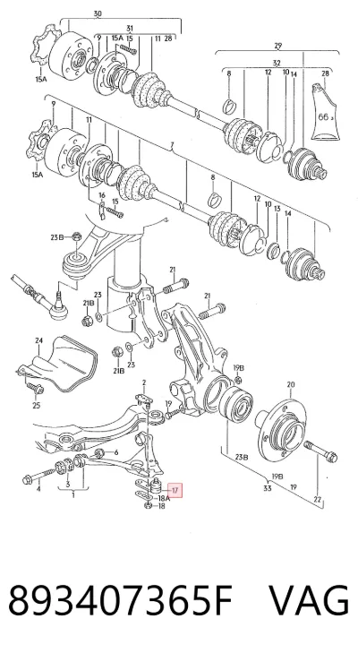 Шаровая опора нижняя левая VAG 893407365F