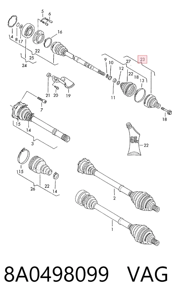 ШРУС наружный передний 8A0498099 VAG