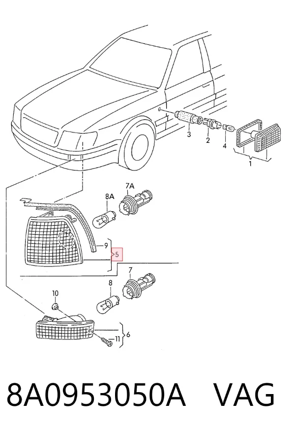 Поворотник правый 8A0953050A VAG